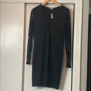 Black Mini Dress with lace sleeves